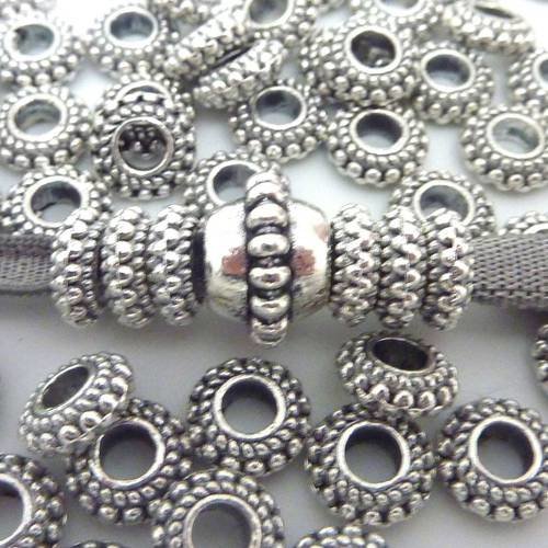 20 perles intercalaire ronde 7,6mm mini boule en métal argenté