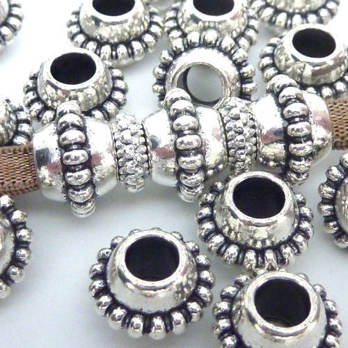 5 perles connecteur ovale 11,3mm orné d'un anneau de points