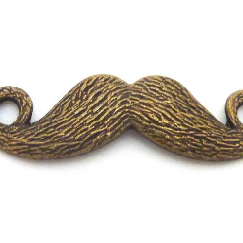 5 perles pendentifs, connecteurs moustache 32,2mm en métal bronze 