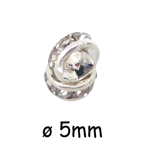 10 mini perles rondelle strass 5mm intercalaire argenté brillant
