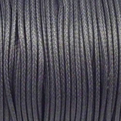 5m de cordon polyester enduit souple 1,5mm imitation cuir gris foncé argenté satiné 