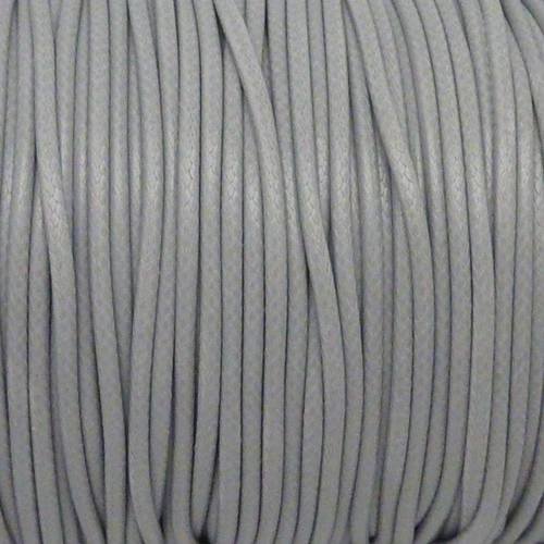5m de cordon polyester enduit souple 1,5mm imitation cuir gris clair satiné