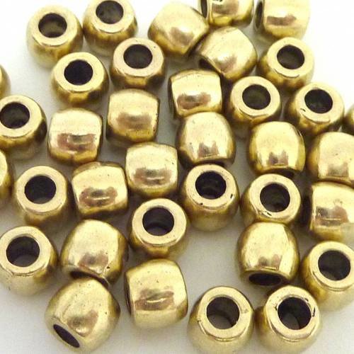 20 perles ronde 6mm à gros trou 2,8mm en métal doré