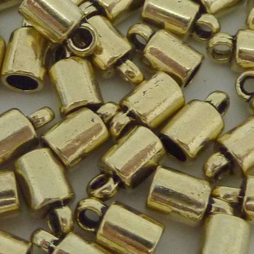 50 embouts pour cordon 3mm en métal doré pâle lisse 