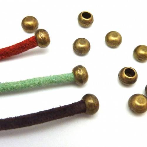 Lot de 25 perles embout de finition pour cordon de 3mm en métal de couleur 