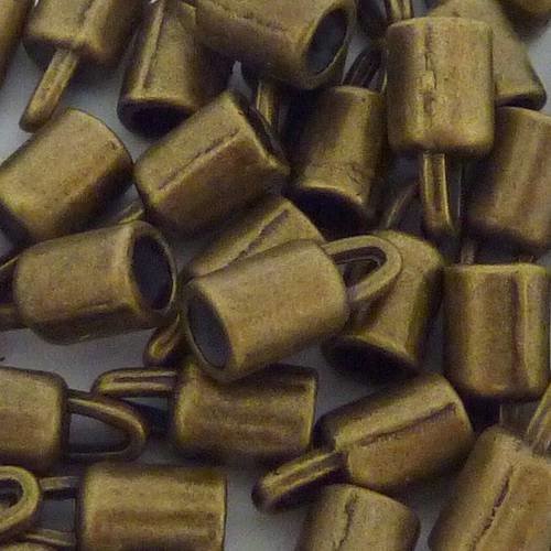 Lot de 10 embouts pour cordon 3mm en métal bronze lisse peut servir de cache noeud