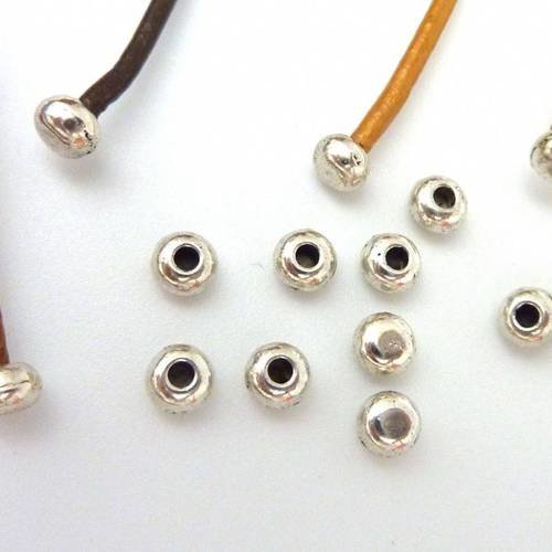 25 perles embout de finition pour cordon de 1,5mm en métal argenté