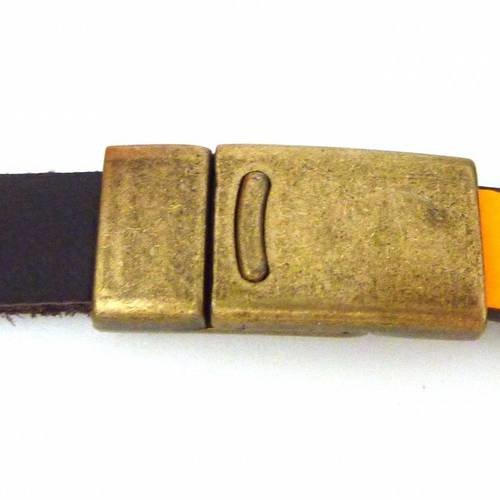 Fermoir aimanté rectangle 27,3mm en métal bronze pour lanière de 10mm 