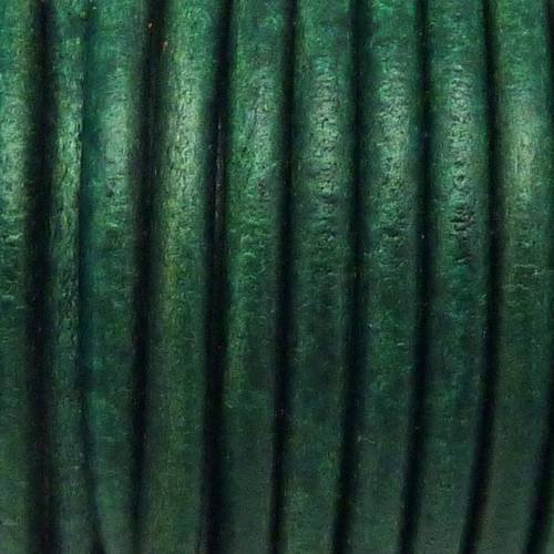 20cm de cordon cuir rond 4,6mm de couleur vert bouteille 