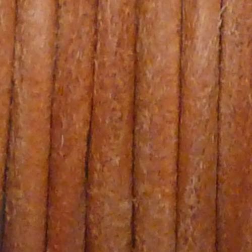 20cm de cordon cuir rond 3mm de couleur orange mat 