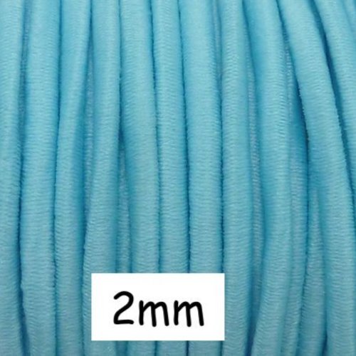 4m fil élastique 2mm de couleur bleu aigue marine