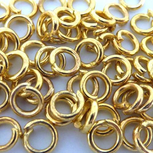 70 anneaux de jonction 6mm x 1,3mm épais résistant en métal doré -