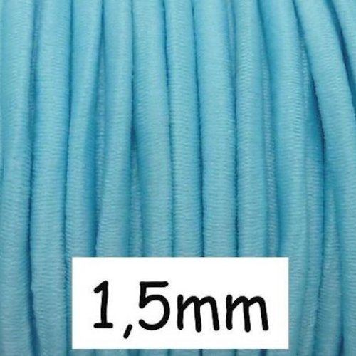 4m élastique rond 1,5mm bleu clair, aigue marine