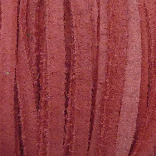 1m de cordon daim plat 4mm de couleur fuchsia pâle, rose 