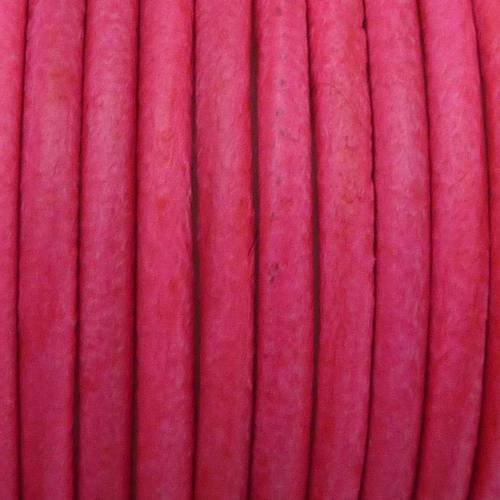 50cm de cordon cuir 2,5mm de couleur rose fluo - cuir 