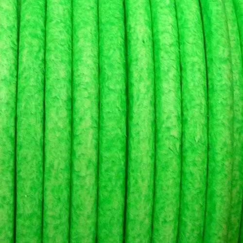 50cm de cordon cuir 2,5mm de couleur vert fluo - cuir 