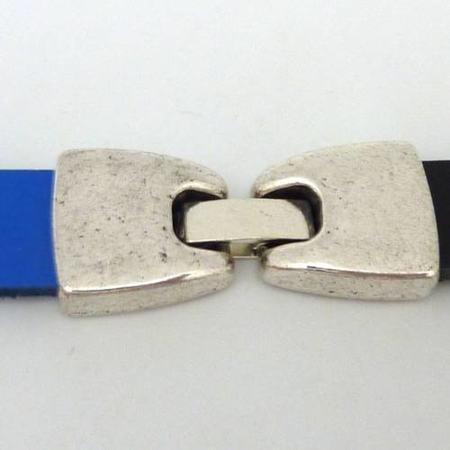 Fermoir clip pour lanière de 12mm en métal argenté - lacet 12mm 