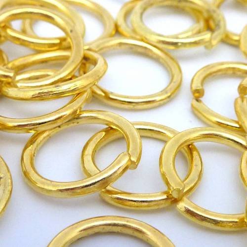 25 anneaux de jonction 12mm épais en métal doré