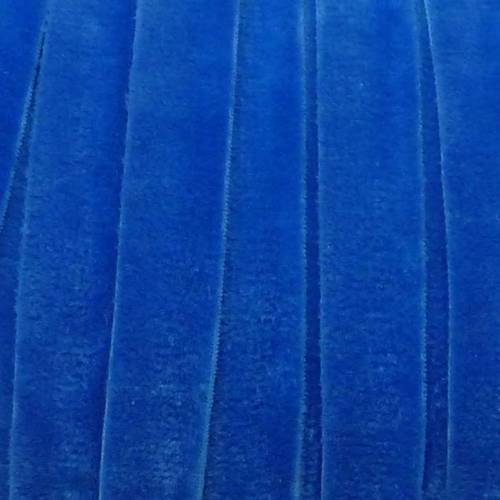 1m ruban velours élastique plat largeur 10mm bleu 