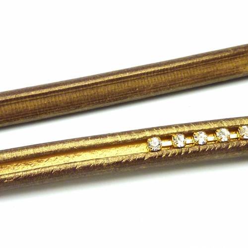 20cm cuir regaliz  rainuré 10mm x 6,7mm doré 
