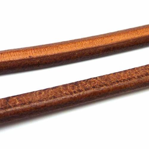 20cm cuir regaliz 10mm x 6,7mm de couleur marron châtaigne 