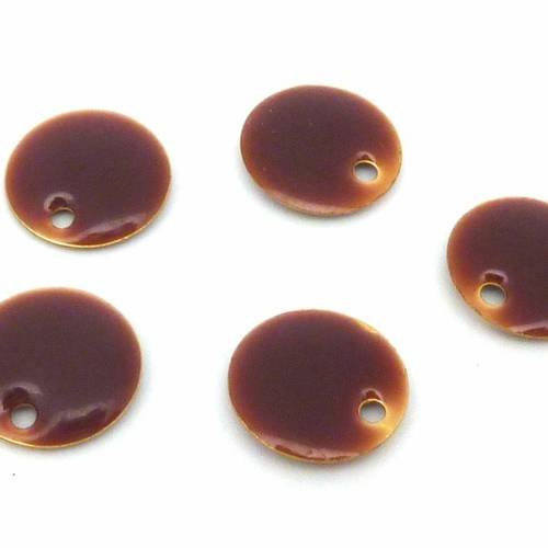 4 sequins émaillés recto/verso 12mm de couleur marron rosé 