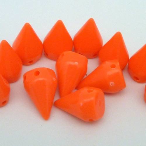 20 perles clous connecteur 15x10mm orange fluo double trous- punk rock
