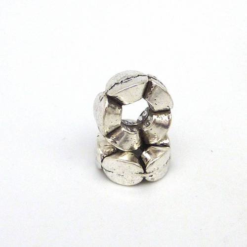 2 perles anneau 11,4mm ovales assemblés gros trou en métal argenté