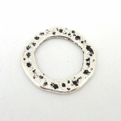 2 anneaux connecteur 29,8mm pendentif irrégulier gravé en métal argenté 