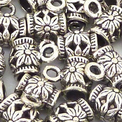 5 perles support breloque 10mm pendentif, belière en métal argenté 