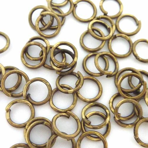 5g env. 50 anneaux de jonction 7mm en métal viel or, bronze
