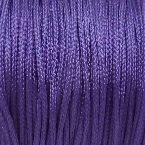 5m fil, cordon nylon tressé plat 1mm violet brillant satiné 