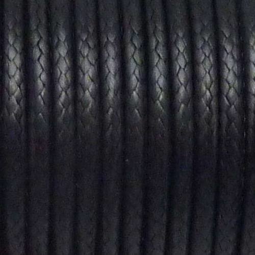 15m cordon polyester enduit 2mm souple noir brillant 