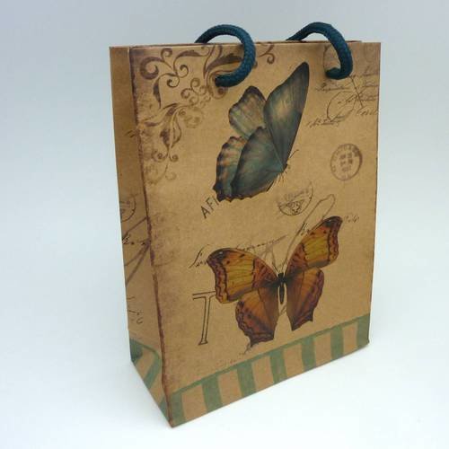 Pochette cadeaux 19 x 15cm papillon à soufflet en papier épais 