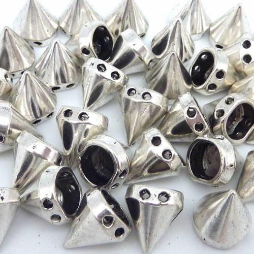 20 perles connecteur pic 12,2 x 10,7mm en métal argenté - punk rock