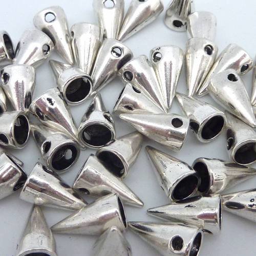 25 perles connecteur pic 13 x 7mm en métal argenté - punk rock