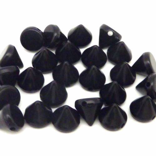 5 mini perles clous connecteur 7,5x 8mm noir 1 trou- punk rock