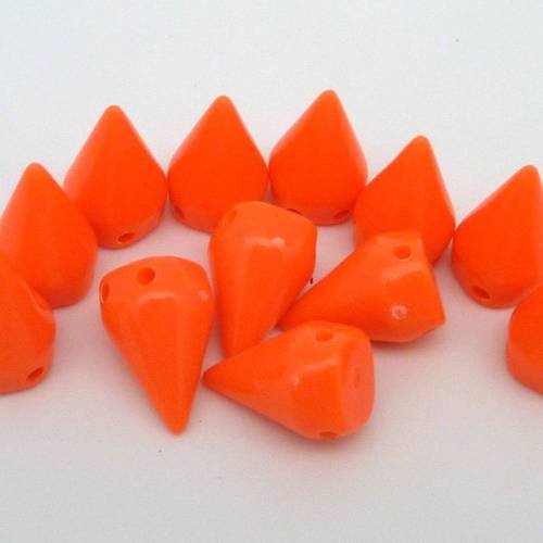 5 perles clous connecteur 15x10mm orange fluo double trous- punk rock