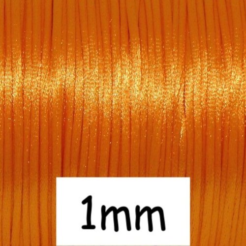 10m de fil queue de rat 1mm orange brillant satiné