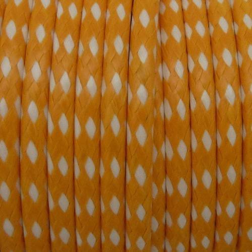 80cm cordon polyester enduit 2mm tressé bicolore orange et blanc