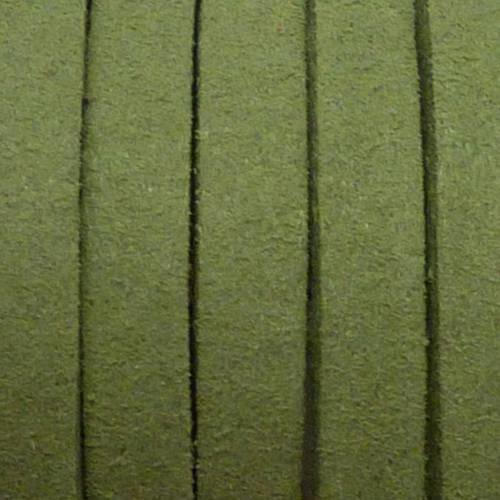 1,80m cordon plat daim synthétique 5mm vert amande