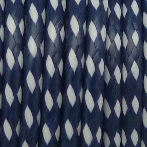 R-2,80cm cordon polyester enduit 2mm tressé bicolore bleu marineet blan 
