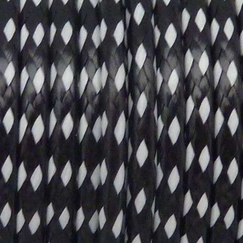 R-80cm cordon polyester enduit 2mm tressé bicolore noir et blanc 