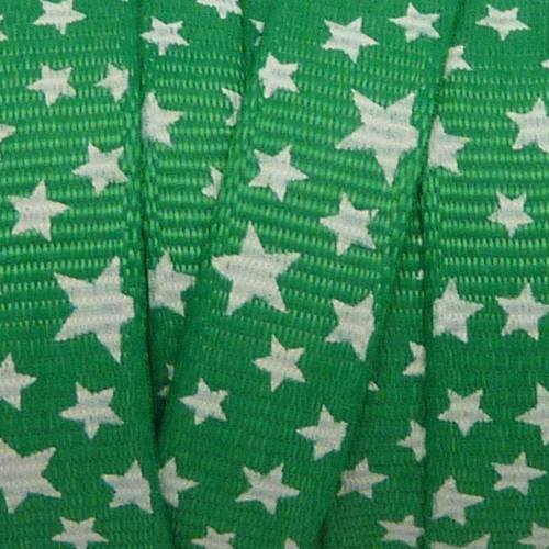 50cm ruban plat étoile 10mm blanche sur fond vert 