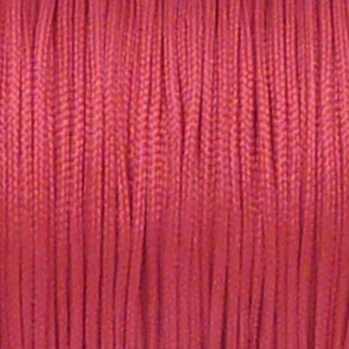 20m fil, cordon nylon tressé plat rose vif 1mm brillant satiné
