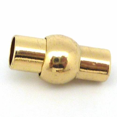 Fermoir aimanté rond tube 10,2mm pour cordon de 5,6mm en métal doré