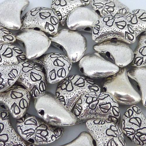 25 perles connecteur petite lune en métal argenté 10mm 