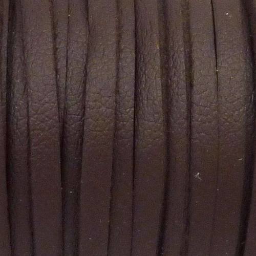 1m cordon plat cuir synthétique de couleur marron brun 2,5mm 
