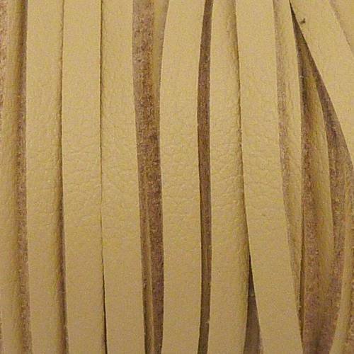 Cordon plat cuir synthétique de couleur beige 2,5mm 