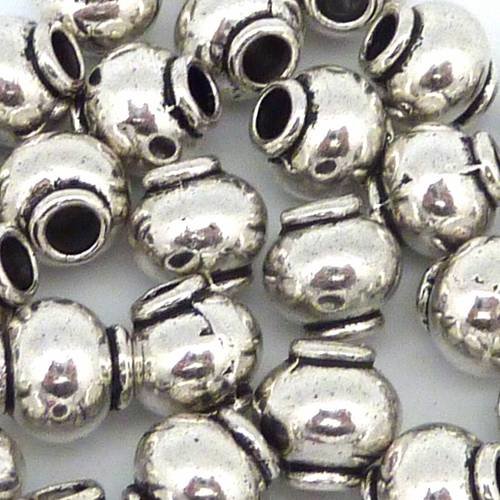 5 perles connecteur 8,5 mm tube arrondi, tonneau en métal argenté